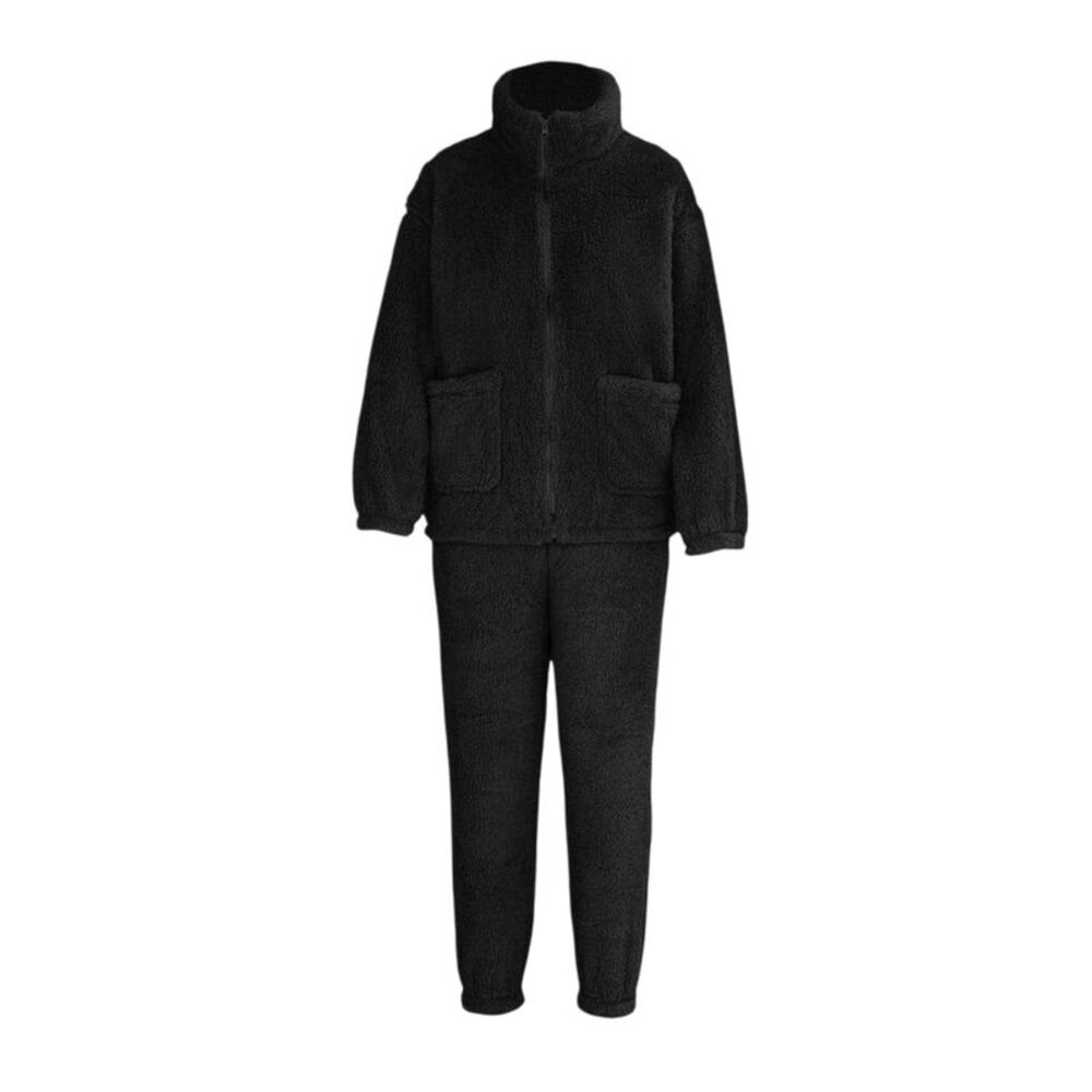 Miso Womens/Ladies Sherpa Fleece Loungewear Set / Black